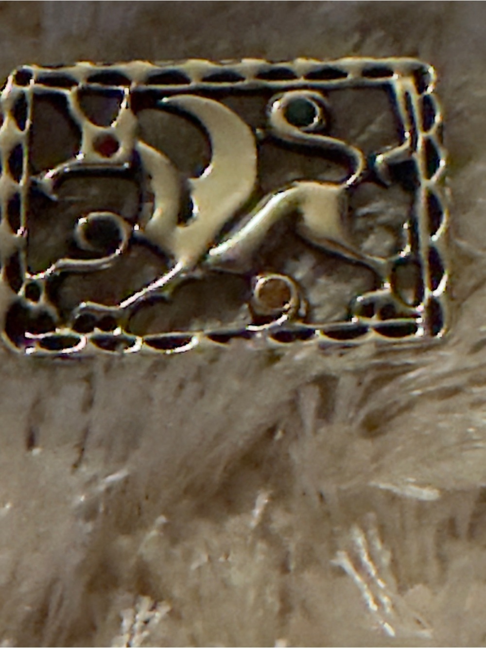 Gold  Tone Decorative Rectangular Pendant - Silver